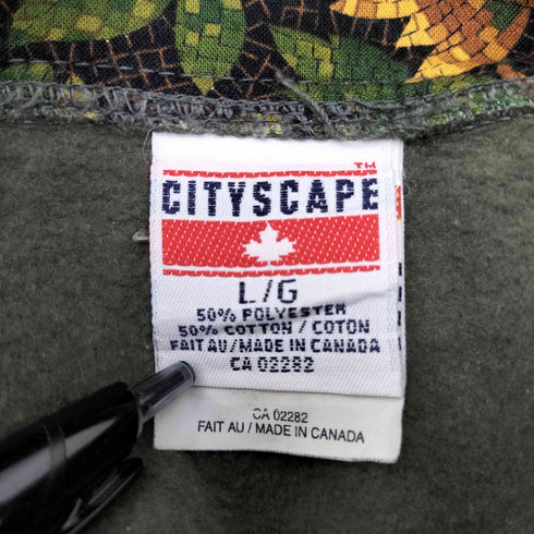 CITYSCAPE 90S カナダ製 刺繍 ハーフジップスウェット メンズ import:L