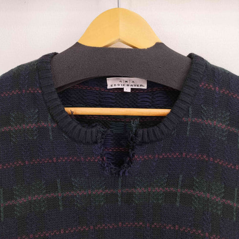 エディーバウアー Eddie Bauer チェック ダメージ加工 ニットベスト メンズ