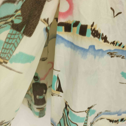 70s デカ襟 総柄 L/S シャツ メンズ