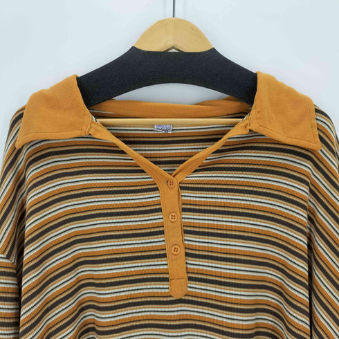 MAHUDI ポリコットン マルチボーダーL/S ポロシャツ メンズ 32