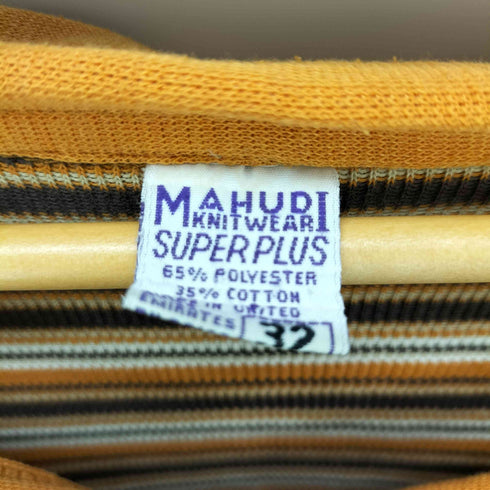 MAHUDI ポリコットン マルチボーダーL/S ポロシャツ メンズ 32