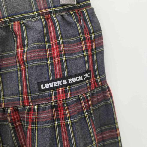 SUPER LOVERS スーパー ラバーズ LOVERS ROCK クロスボーン ドクロ パッチ ティアード タータン チェック ミニ スカート Y2K レディース JPN:M