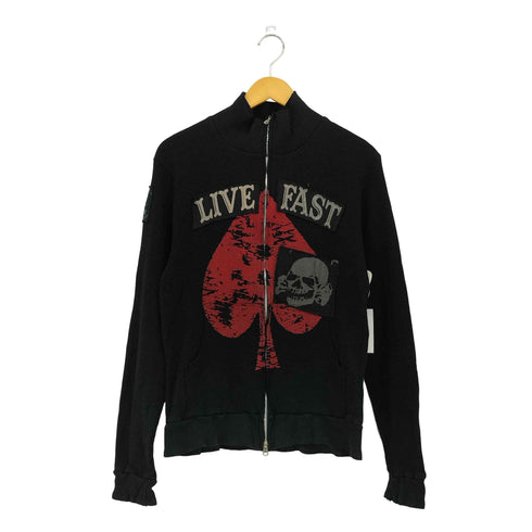 UNITED ROCKERS USA製 LIVE FAST ワッフル サーマル ダブルジップ ジャケット Y2K メンズ import:M
