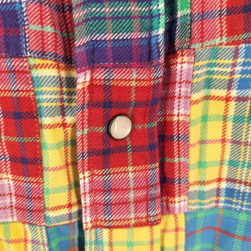 ポロバイラルフローレン Polo by RALPH LAUREN NEW CLASSIC WESTERN チェック パッチワーク ウエスタンシャツ メンズ LL