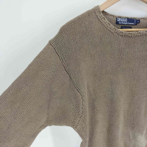 ポロバイラルフローレン Polo by RALPH LAUREN 90S ポニー無し リブ編み クルーネック コットンニット メンズ import:L