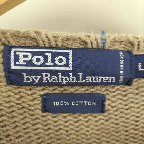 ポロバイラルフローレン Polo by RALPH LAUREN 90S ポニー無し リブ編み クルーネック コットンニット メンズ import:L
