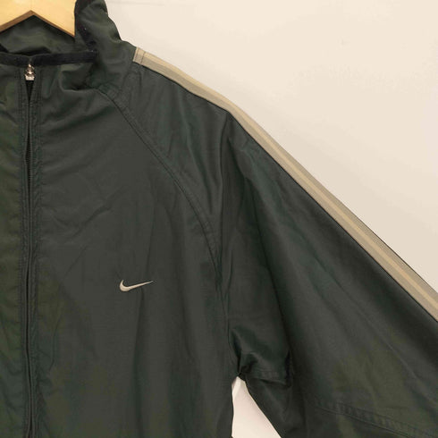 ナイキ NIKE 00S 銀タグ スウッシュ刺繍 配色切替 パイピング ジップアップ ナイロンジャケット メンズ import:L