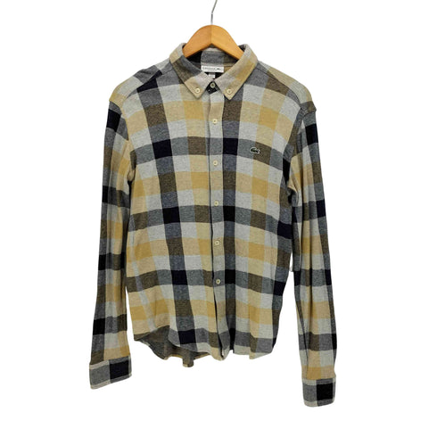ラコステ LACOSTE REGULAR FIT ブロック チェック ボタンダウン ネル シャツ メンズ import:M