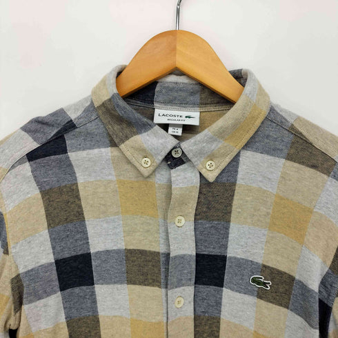 ラコステ LACOSTE REGULAR FIT ブロック チェック ボタンダウン ネル シャツ メンズ import:M
