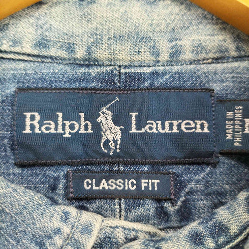 ポロバイラルフローレン Polo by RALPH LAUREN CLASSIC FIT ポニー刺繍 ボタンダウン デニムシャツ メンズ import:M