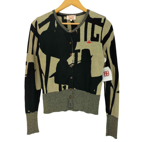 ヴィヴィアンウエストウッドレッドレーベル Vivienne Westwood RED LABEL 総柄 オーブ刺繍 クルーネック カーディガン レディース JPN:2