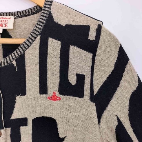 ヴィヴィアンウエストウッドレッドレーベル Vivienne Westwood RED LABEL 総柄 オーブ刺繍 クルーネック カーディガン レディース JPN:2