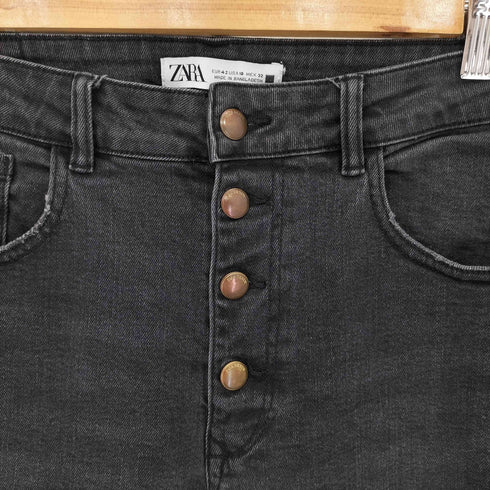 ザラ ZARA ブラックデニム フレアパンツ レディース 42