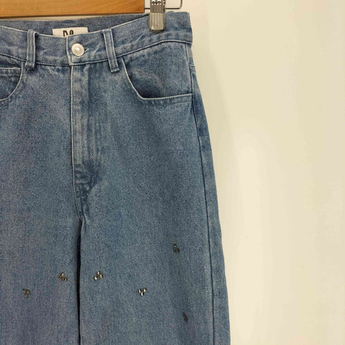 m to r BIJOU STRAIGHT DENIM ラインストーン カットオフ ワイド デニム パンツ レディース JPN:36