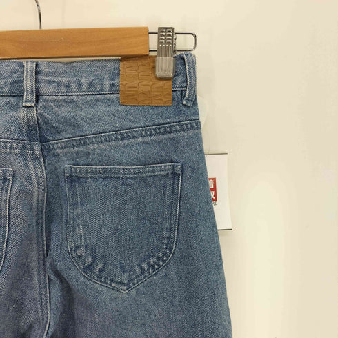 m to r BIJOU STRAIGHT DENIM ラインストーン カットオフ ワイド デニム パンツ レディース JPN:36