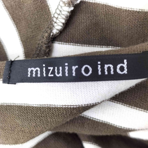 ミズイロインド mizuiro ind ボーダー ショールドレープカーディガン レディース FREE