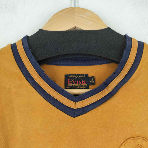 エヴィス EVISU フロントパッチ S/S VネックTシャツ メンズ import:L