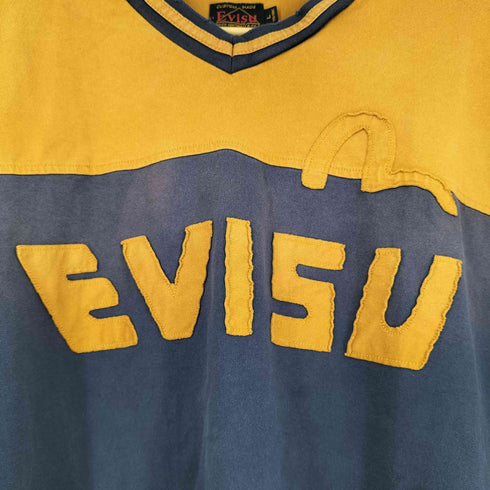 エヴィス EVISU フロントパッチ S/S VネックTシャツ メンズ import:L