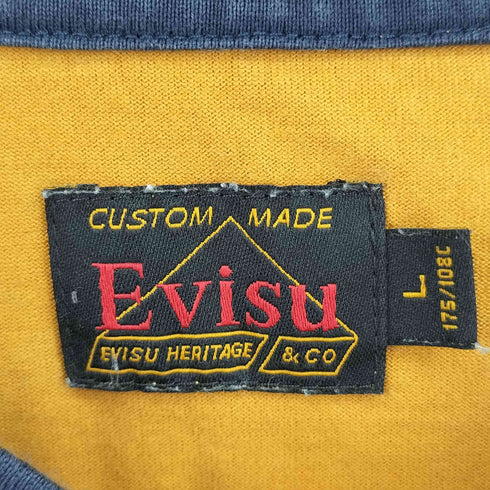 エヴィス EVISU フロントパッチ S/S VネックTシャツ メンズ import:L