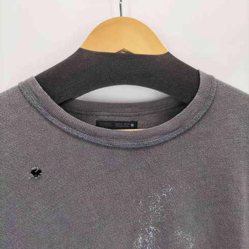 ザラ ZARA ウォッシュ加工プリントニットTシャツ メンズ import:L