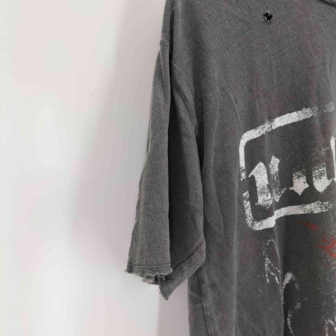 ザラ ZARA ウォッシュ加工プリントニットTシャツ メンズ import:L