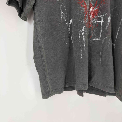 ザラ ZARA ウォッシュ加工プリントニットTシャツ メンズ import:L