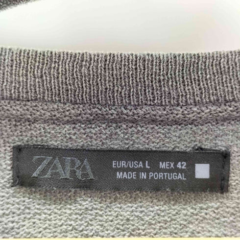 ザラ ZARA ウォッシュ加工プリントニットTシャツ メンズ import:L