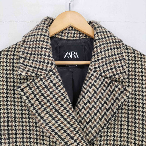 ザラ ZARA ガンクラブチェックチェスターコート メンズ M