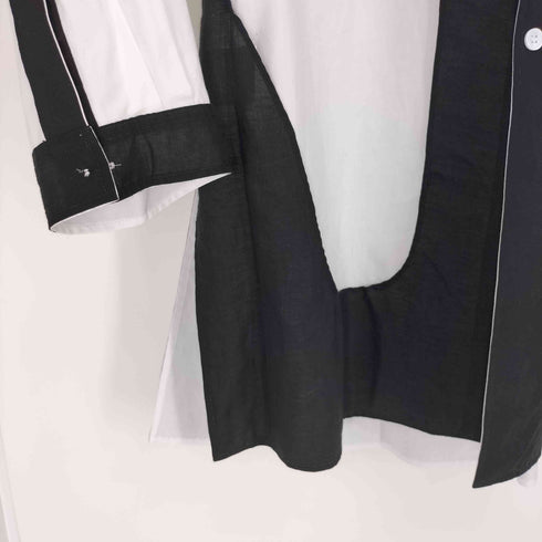ヨウジヤマモトプールオム Yohji Yamamoto POUR HOMME 23AW BLACK AND WHITE SHIRT WITH HALF DOUBLE COLLAR メンズ JPN:2