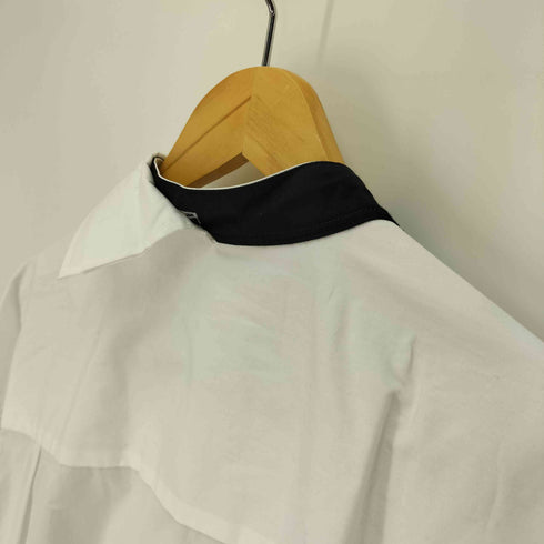 ヨウジヤマモトプールオム Yohji Yamamoto POUR HOMME 23AW BLACK AND WHITE SHIRT WITH HALF DOUBLE COLLAR メンズ JPN:2