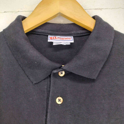 ヘインズ Hanes ロゴ刺繍ポロシャツ メンズ L