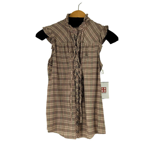 バーバリーブルーレーベル BURBERRY BLUE LABEL ノースリーブ フリル チェック ブラウス レディース 38