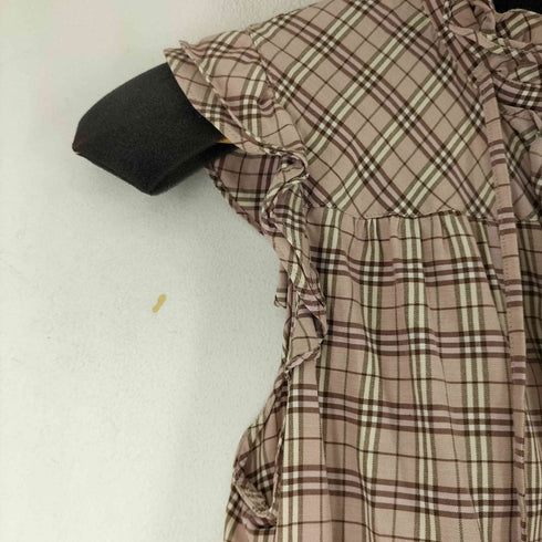 バーバリーブルーレーベル BURBERRY BLUE LABEL ノースリーブ フリル チェック ブラウス レディース 38