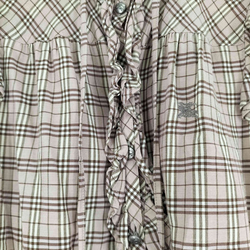 バーバリーブルーレーベル BURBERRY BLUE LABEL ノースリーブ フリル チェック ブラウス レディース 38