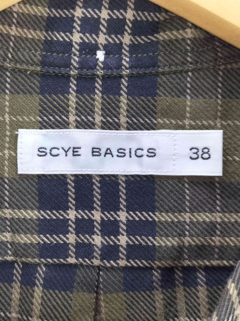 サイベーシックス SCYE BASICS ワンポイント ロゴ刺繍 L/S チェック ネル シャツ メンズ JP 38