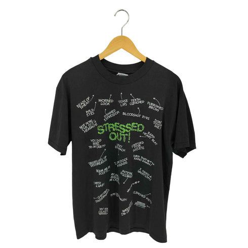 ヘインズ Hanes 90S USA製 シングルステッチ STEESSED OUT MESSAGE プリントTシャツ メンズ import:L