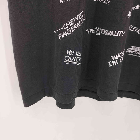 ヘインズ Hanes 90S USA製 シングルステッチ STEESSED OUT MESSAGE プリントTシャツ メンズ import:L