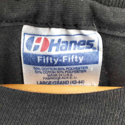 ヘインズ Hanes 90S USA製 シングルステッチ STEESSED OUT MESSAGE プリントTシャツ メンズ import:L