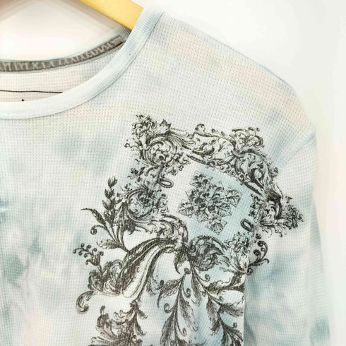 pop icon clothing リーフプリント タイダイ染め ワッフルニット サーマルカットソー メンズ s