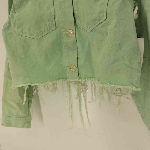 ザラ ZARA クロップド カットオフ デニムジャケット レディース import:M