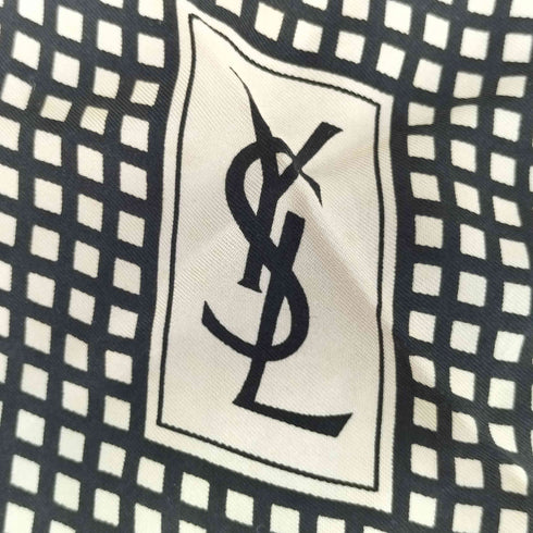 イヴサンローラン Yves Saint Laurent シルク 幾何学模様 スカーフ レディース