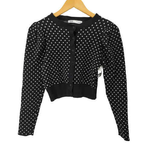 ザラ ZARA ドット柄パフスリーブカーディガン レディース import:S