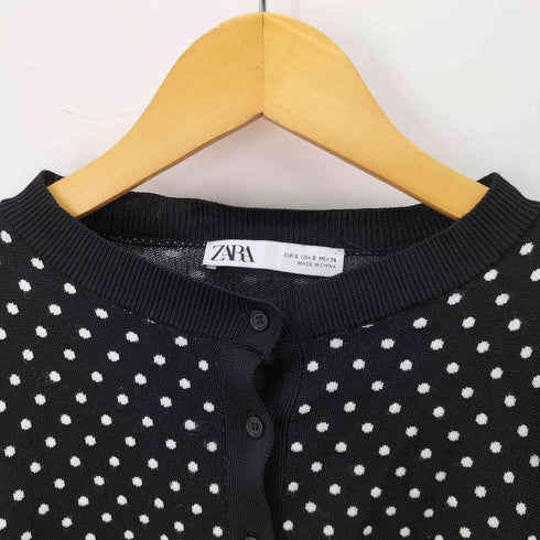 ザラ ZARA ドット柄パフスリーブカーディガン レディース import:S
