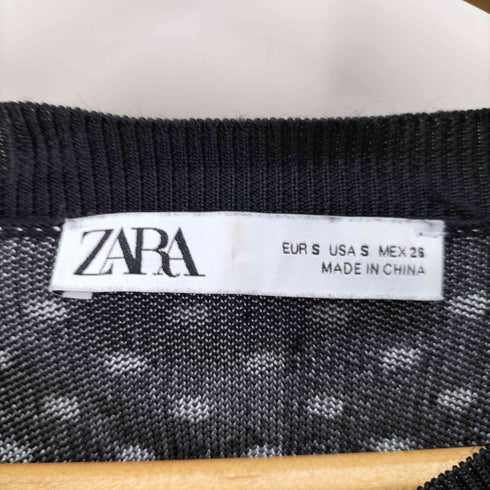 ザラ ZARA ドット柄パフスリーブカーディガン レディース import:S