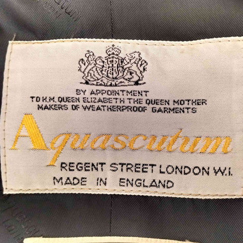 アクアスキュータム AQUASCUTUM 英国製 Pure Silk 比翼ステンカラーコート メンズ 36