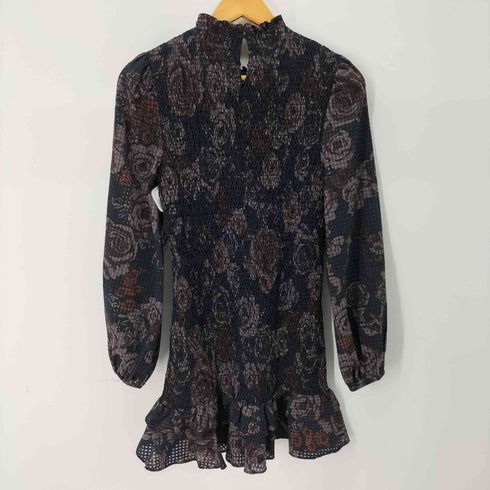 ザラ ZARA 花柄 シャーリングミニワンピース レディース import:S
