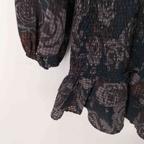 ザラ ZARA 花柄 シャーリングミニワンピース レディース import:S