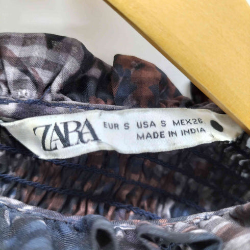 ザラ ZARA 花柄 シャーリングミニワンピース レディース import:S