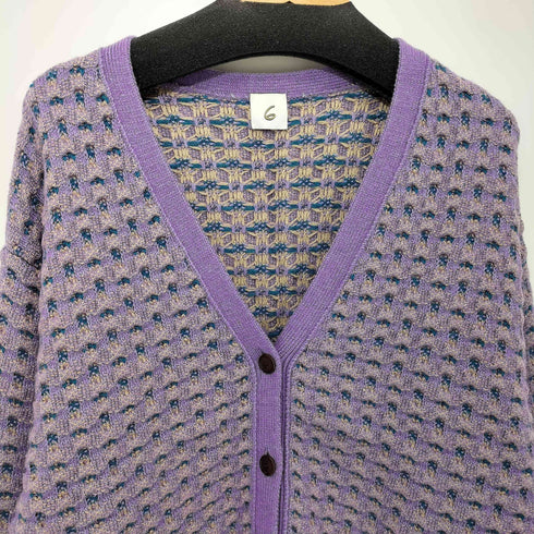 ロクビューティーアンドユースユナイテッドアローズ 6 BEAUTY & YOUTH UNITED ARROWS 21AW JACQUARD V NECK KNIT CARDIGAN レディース