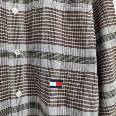 トミージーンズ tommy jeans フラッグ刺繍 チェック L/S シャツ メンズ import:S
